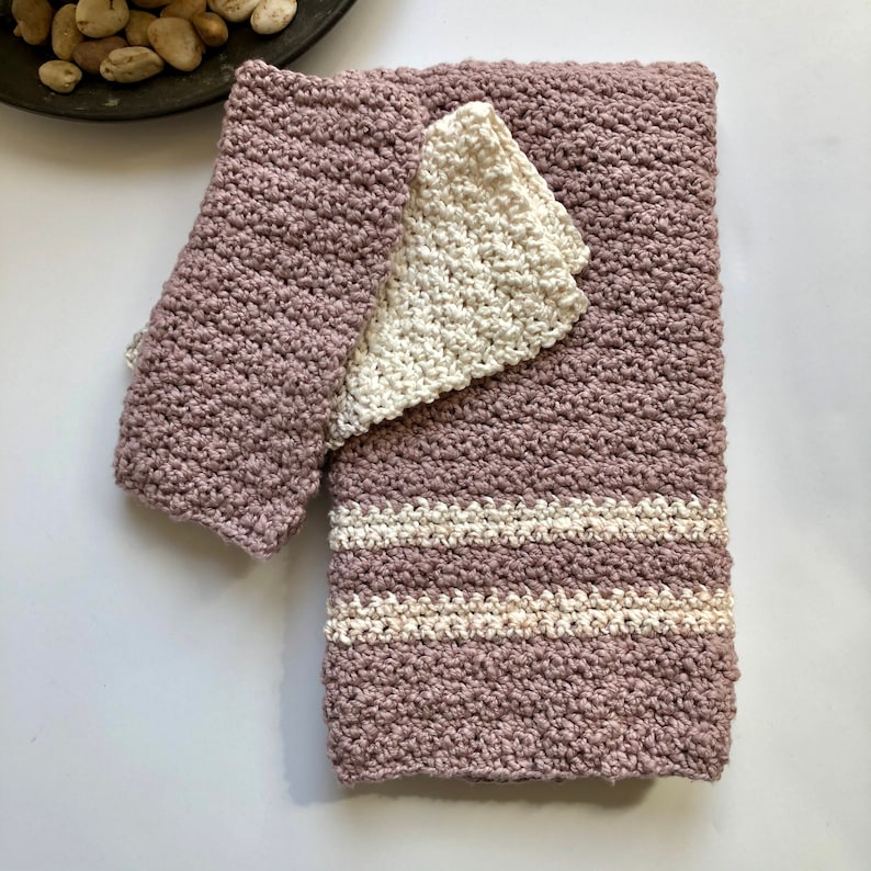Washcloth Crochet Pattern Hand Towel Crochet Pattern Towel Set Beginner Crochet Pattern PDF 325 image 3