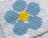 C2C Blanket Square Crochet Pattern - Flower Afghan Square Pattern - Forget-Me-Not Blanket Square