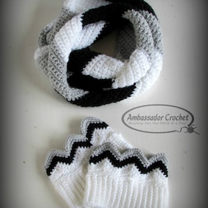 Chevron Crochet Pattern Infinity Scarf & Boot Cuffs PDF