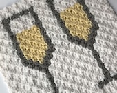 Champagne Glasses C2C Crochet Blanket Square Pattern (PDF Pattern)