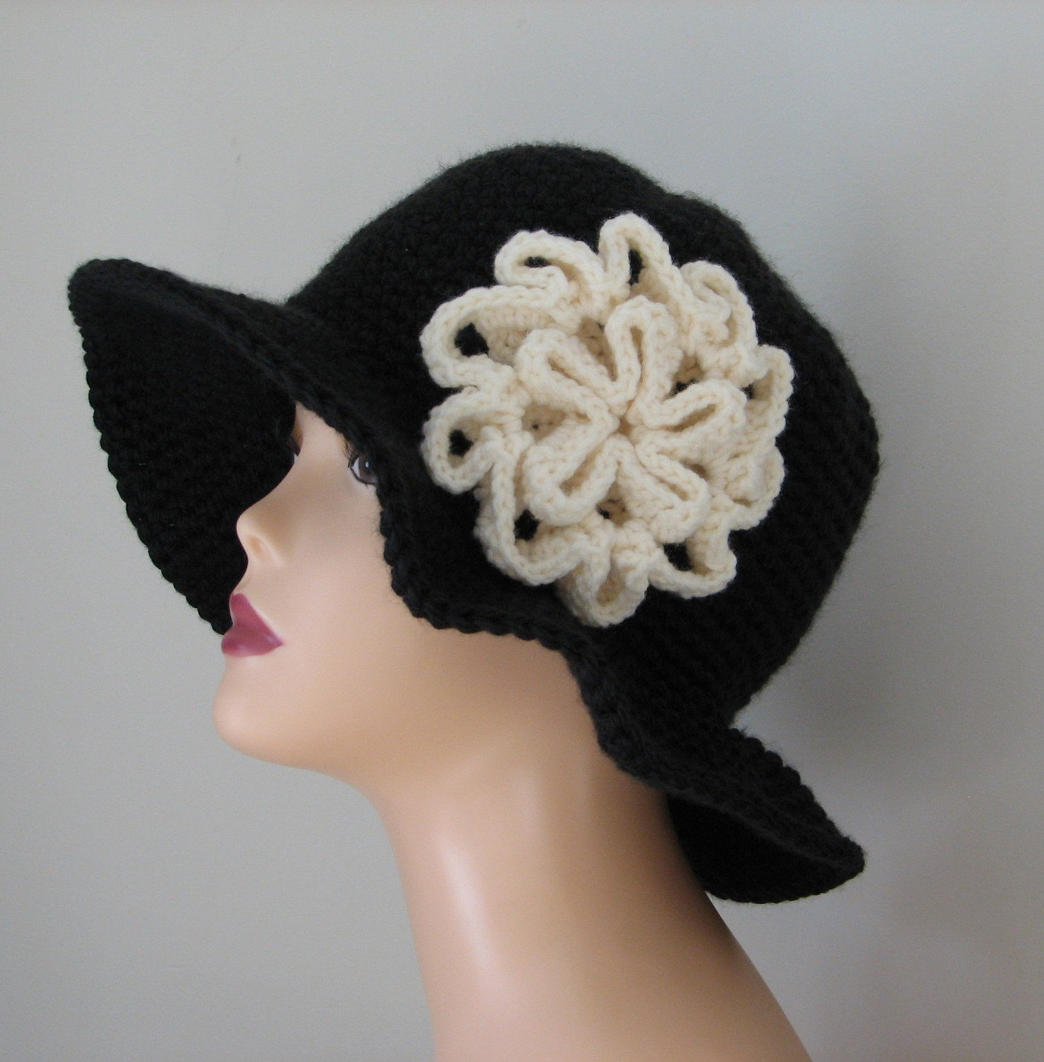 Rosetta Ladies Brimmed Winter Hat Crochet Pattern With Wide Etsy