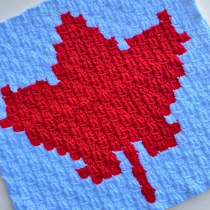 Maple Leaf Blanket Square Crochet Pattern - C2C Afghan Square Pattern - Fall Autumn Blanket Square - Holiday Collection