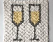 C2C Blanket Square Crochet Pattern - Champagne Flute Glasses Afghan Square Pattern - Champagne Blanket Square