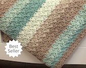 Easy Throw Crochet Pattern - Crochet Blanket Pattern - Baby Blanket Pattern - Sand & Sea Blanket - 5 sizes