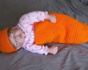 Spring Carrot Cocoon & Hat Crochet Pattern Set PDF