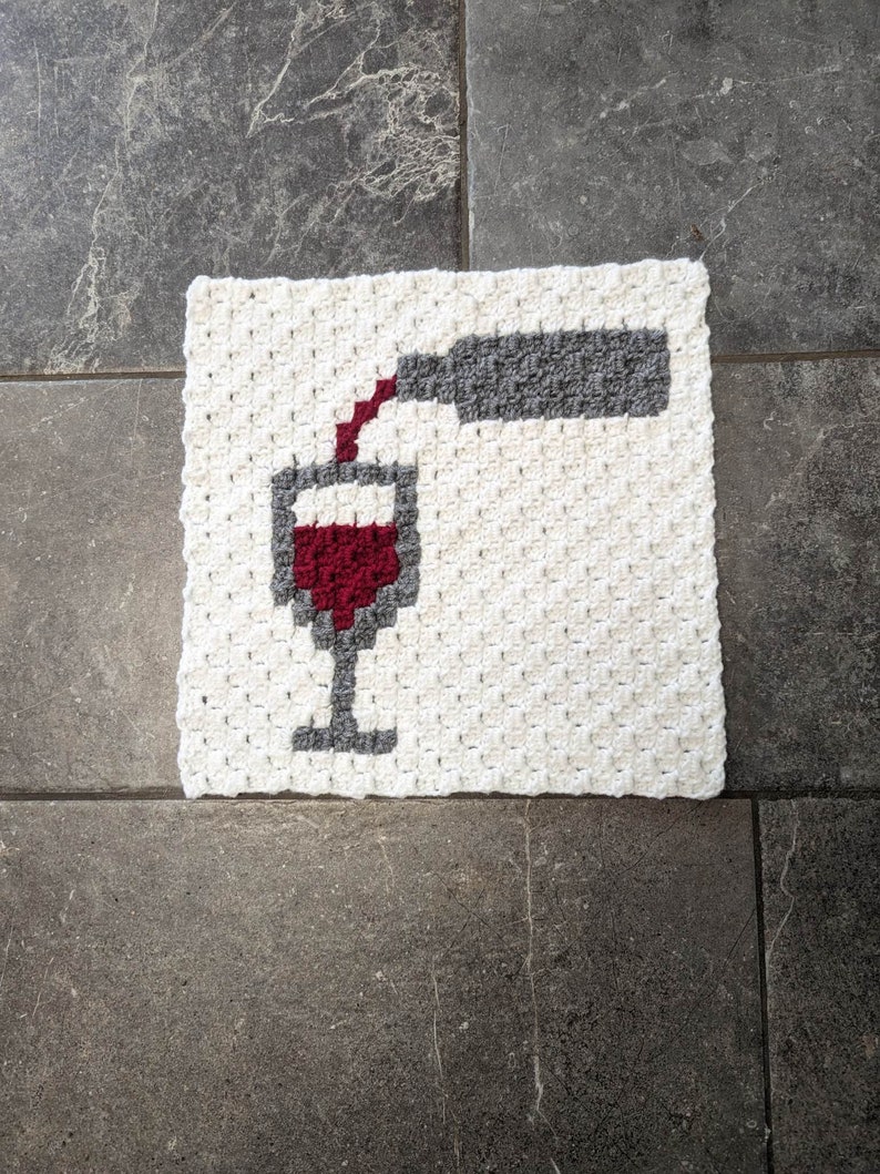 C2C Square Crochet Pattern National Wine Day Blanket Square Pattern Afghan square Holiday Collection image 3
