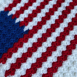 C2C Blanket Square Crochet Pattern - American Flag Afghan Square Pattern - July 4th Blanket Square