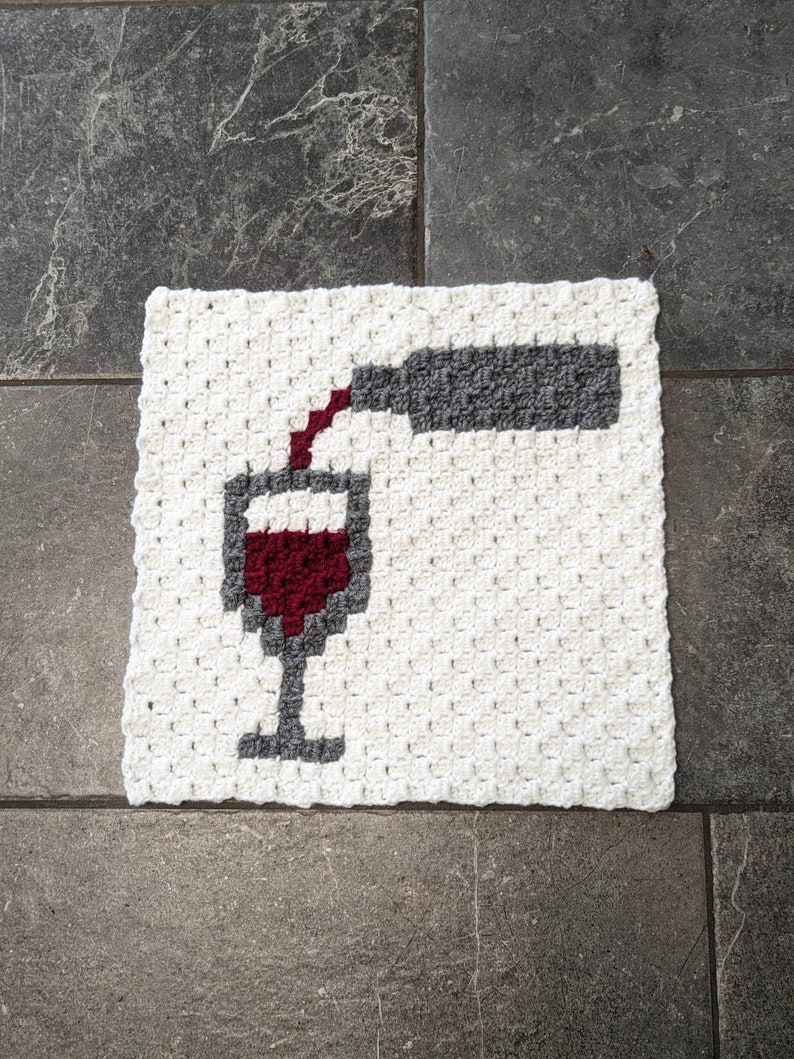 C2C Square Crochet Pattern National Wine Day Blanket Square Pattern Afghan square Holiday Collection image 5