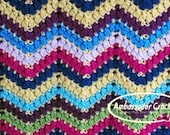 Scrap Crochet Blanket Pattern - Ripple Afghan Crochet Pattern - Zigzag Blanket Crochet Pattern