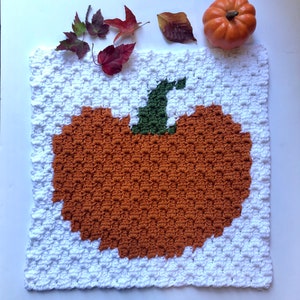 C2C Pumpkin Blanket Square Crochet Pattern - Pumpkin Pillow Square - Fall Pumpkin Square