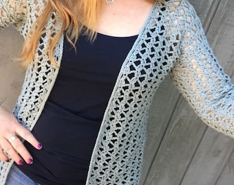 Lacy Crochet Cardigan Pattern: Lightweight Spring Sweater (PDF Pattern)