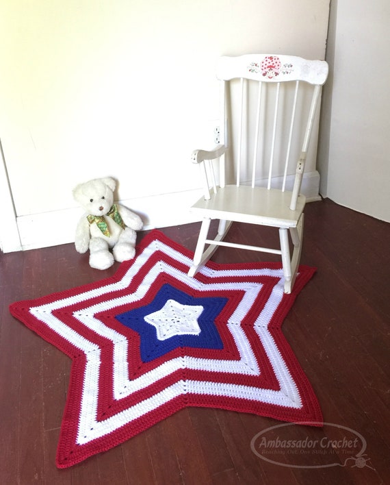 Stitch Blanket Red White Blue Crochet Blanket Liberty Star Throw