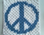 Peace Sign Blanket Crochet Pattern: C2C Afghan Square (PDF Pattern)