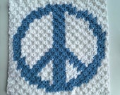 Peace Sign Blanket Crochet Pattern - C2C Peace Symbol Afghan Square Pattern - Corner to Corner Crochet