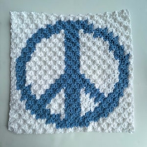 Peace Sign Blanket Crochet Pattern - C2C Peace Symbol Afghan Square Pattern - Corner to Corner Crochet