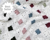 Beginner Granny Square Blanket Crochet Blanket - Easy Baby Blanket Pattern - Jewelbox Mini Granny Throw - 3 sizes included