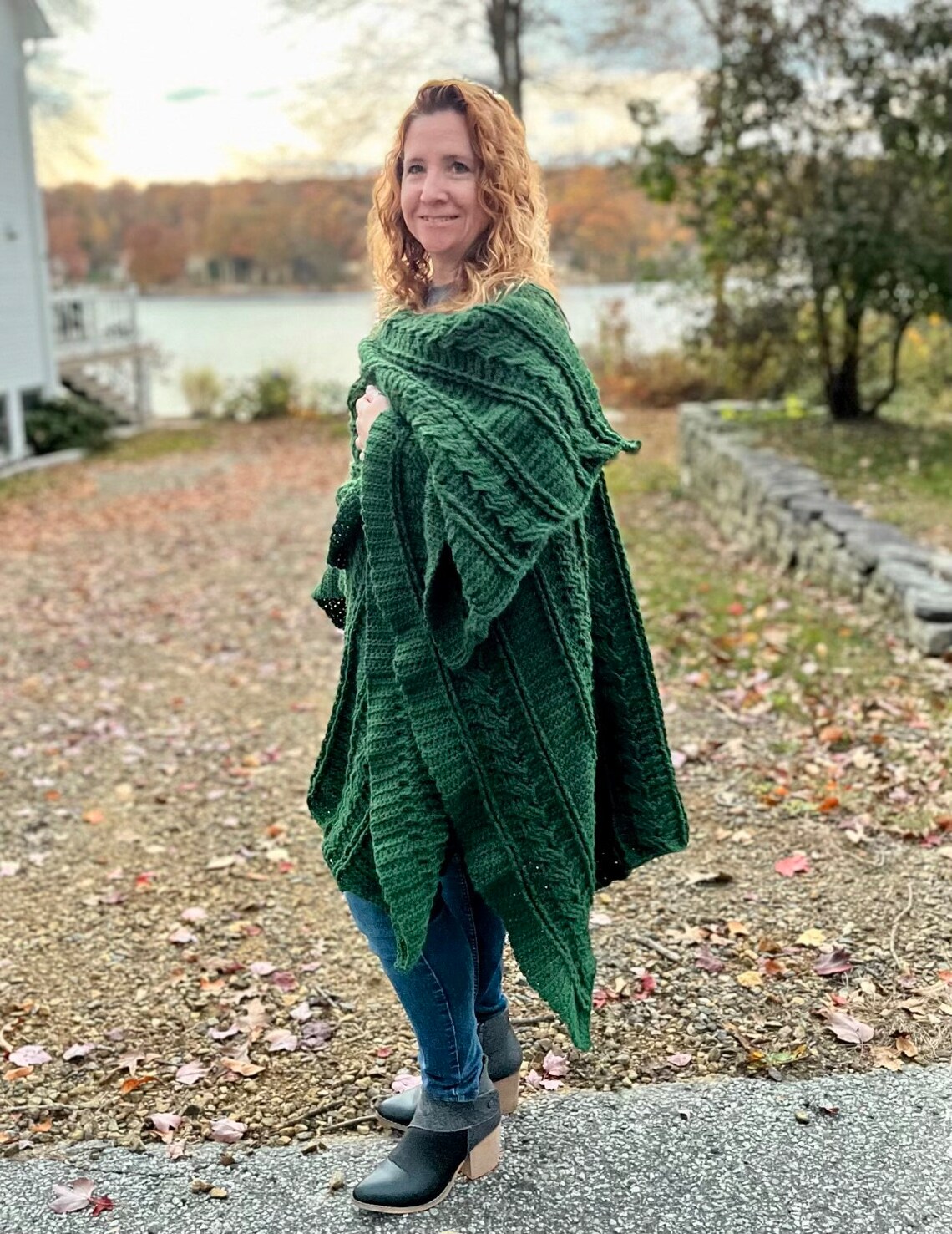 Crochet Ruana Pattern: Emerald Isle Cable Blanket Wrap (PDF Pattern) - Etsy