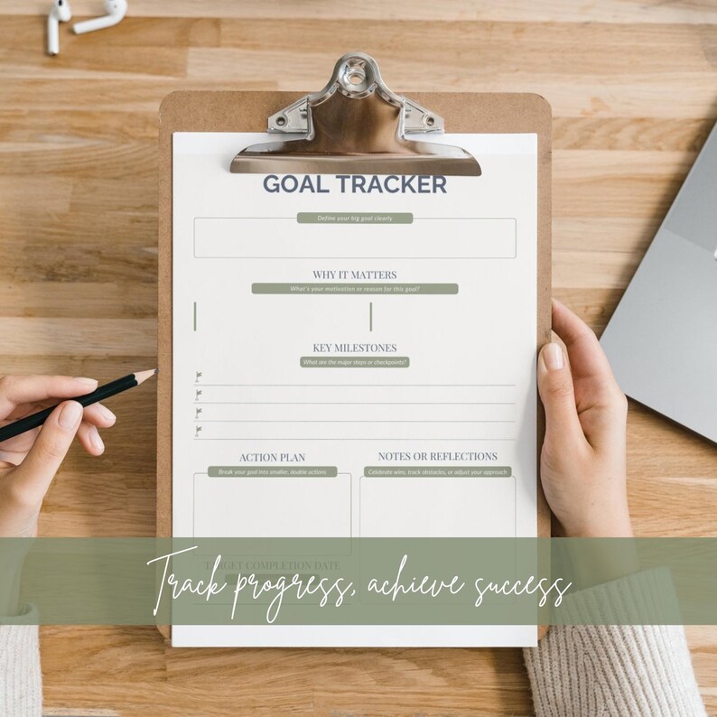 Goal Tracker Printable | Undated Digital Goal Planner PDF | Set SMART ...