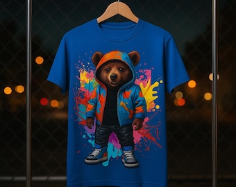 T-shirt streetwear Graffiti Bear : t-shirt graphique hip hop urbain