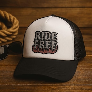 Ride Free Mesh Cap - Unisex Trucker Hat, Biker Style Hat, Outdoor Cap, Gift for Adventurers, Road Trip Accessory