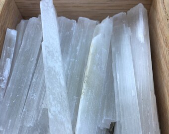 Satin Spar (Selenite) Small stick (handcut, random pull, listing is for one piece)