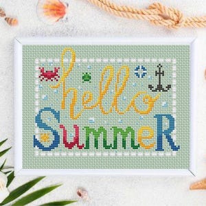 Cross stitch pattern, Hello Summer days pattern for embroidery DMC, Summer design, PDF pattern download, Instant digital download