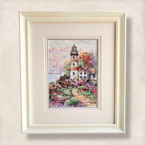 Cross stitch Beacon at Daybreak pattern for embroidery, Summer vintage design, 4 Seasons, Home decoration, PDF + XSD Saga digital download