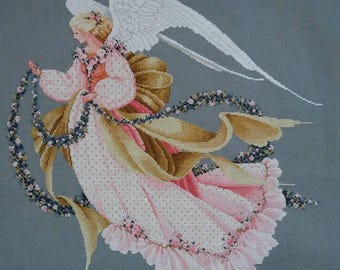 Cross stitch Angel of Summer pattern for embroidery, Floral Dress design, 4 Seasons Lady Queen, PDF + XSD Saga pattern digital download