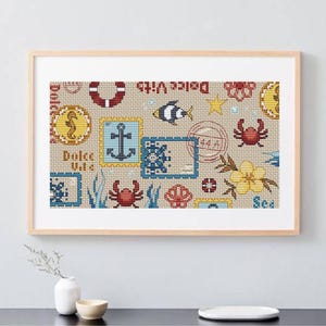 Cross stitch pattern, Dolce Vita Sea Summer pattern for embroidery DMC, Summer design, PDF pattern download, Instant digital download
