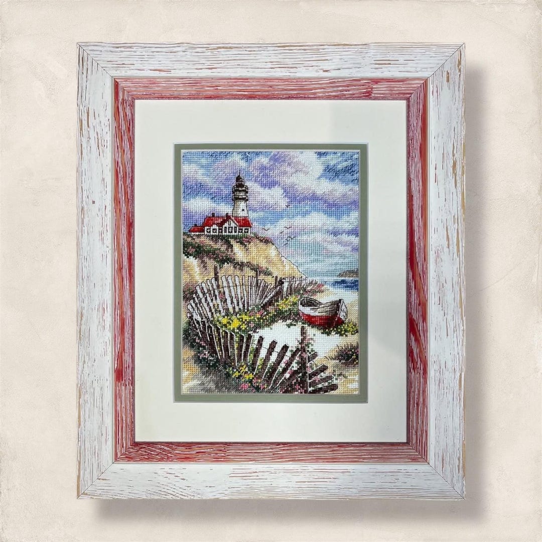 4 Beacon Pattern Cross Stitch Cliffside Beacon Pattern for Embroidery, Summer Vintage ...