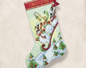 Christmas Stocking Snowman Story cross stitch winter pattern, Christmas, New Year's Eve PDF + XSD Saga pattern instant digital download
