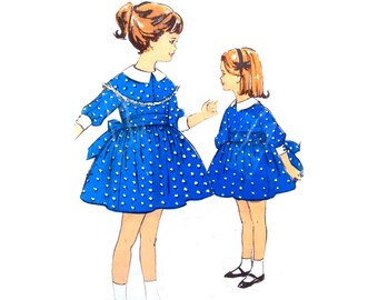 Vintage 1960s Girls Dress Pattern Detachable Cape Collar Size 4 Advance 2984