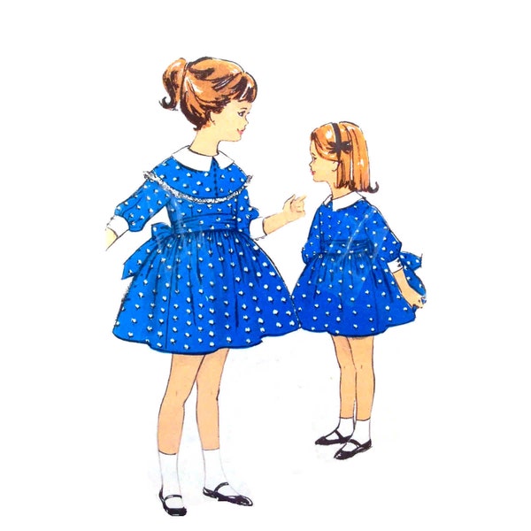 Vintage 1960s Girls Dress Pattern Detachable Cape Collar Size 4 Advance 2984