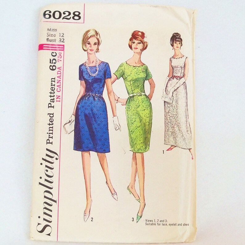 Vintage 1960s Evening Gown Pattern Uncut Size 12 Bust 32 Simplicity 6028 image 2