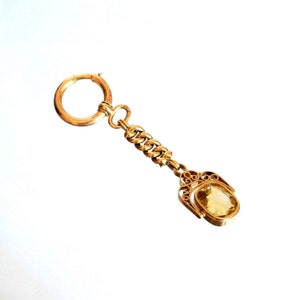 Antique 14k Rose Gold Chatelaine Natural Citrine Watch Fob Key Ring Keychain from Austria image 3