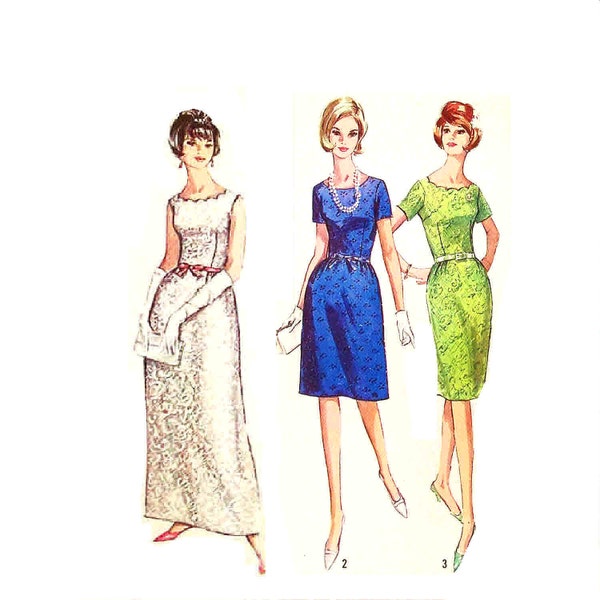Vintage 1960s Evening Gown Pattern Uncut Size 12 Bust 32 Simplicity 6028