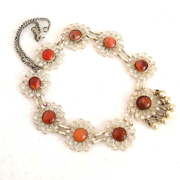 Vintage Middle Eastern Necklace Agates Bells