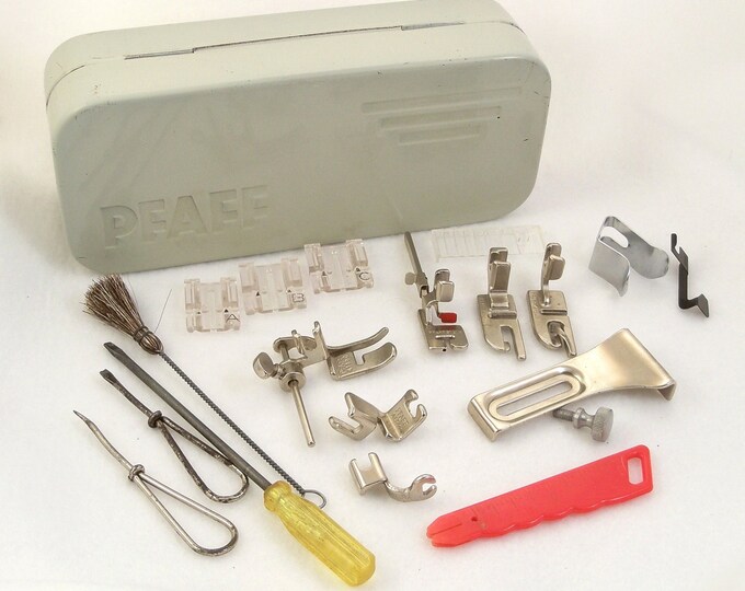 Vintage 1950s Pfaff Sewing Machine Accessories Feet Box All Low Shank