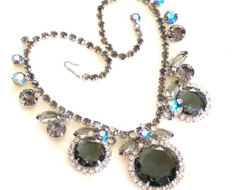 Vintage Juliana Necklace Aurora Borealis Runway Statement with FREE Bonus