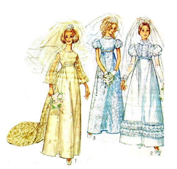 Vintage 1960s Wedding Dress Pattern Uncut Simplicity 8589 Size Etsy
