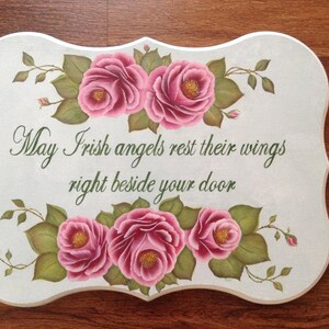 Irish blessing Wall Plaque - pink roses wall plaque