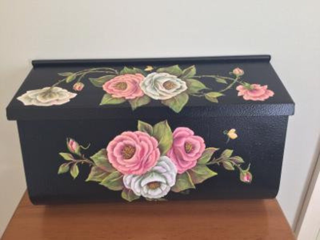 Hand Painted Wall Mount Mailbox Pink and White Roses Etsy
