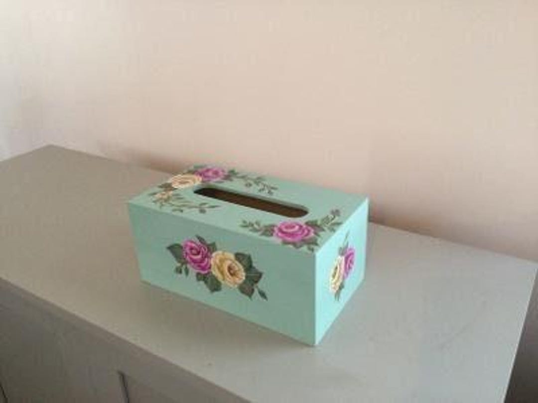 Tissue Box Hand Painted With Roses - Etsy