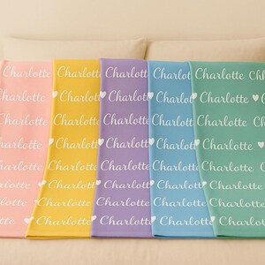 Custom Baby Blanket – Personalized Name Blanket for Newborn – Soft 30x40 Baby Gift – Infant Keepsake with Hearts – Baby Shower Present