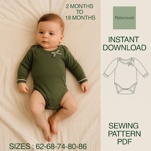 Baby Onesie Sewing Pattern PDF – Newborn Bodysuit Pattern with Instructions – Digital Download for Infant Romper – Sizes 62–86