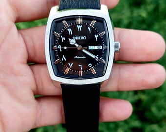 ヴィンテージ セイコー5 自動巻き メンズウォッチ：ブラウン文字盤