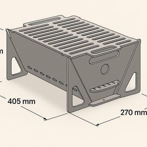 Portable folding BBQ grill | No welding needed | Fits standard aluminum tray | dxf svg pdf step stl file