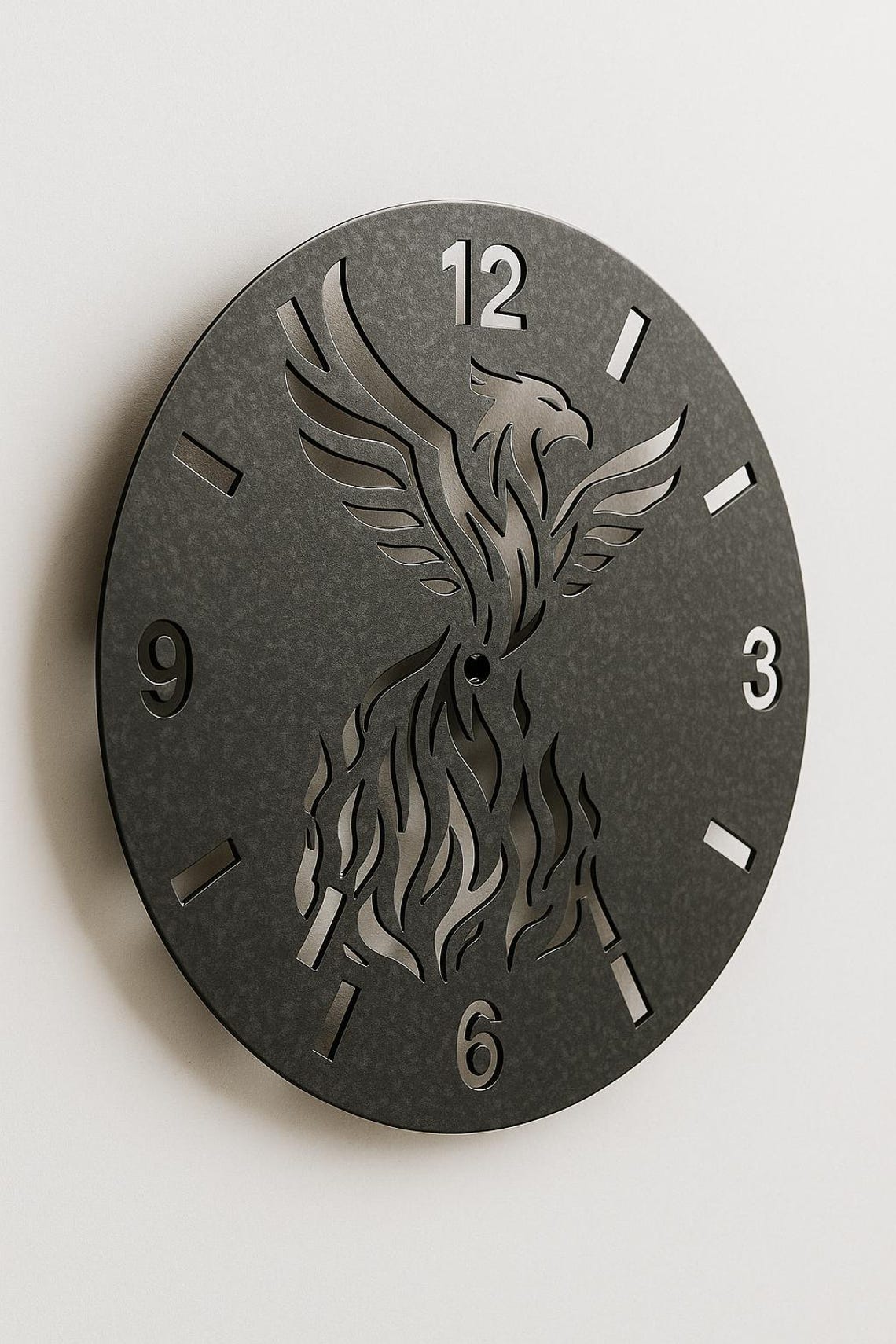 Phoenix Clock Phoenix Rise Wall Clock | DXF Svg Step Files for CNC Waterjet & Laser ...