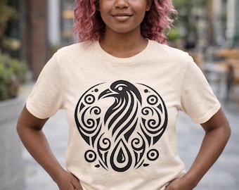 T-shirt med konstnärlig illustration av Raven | T-shirt med Raven-konstverk