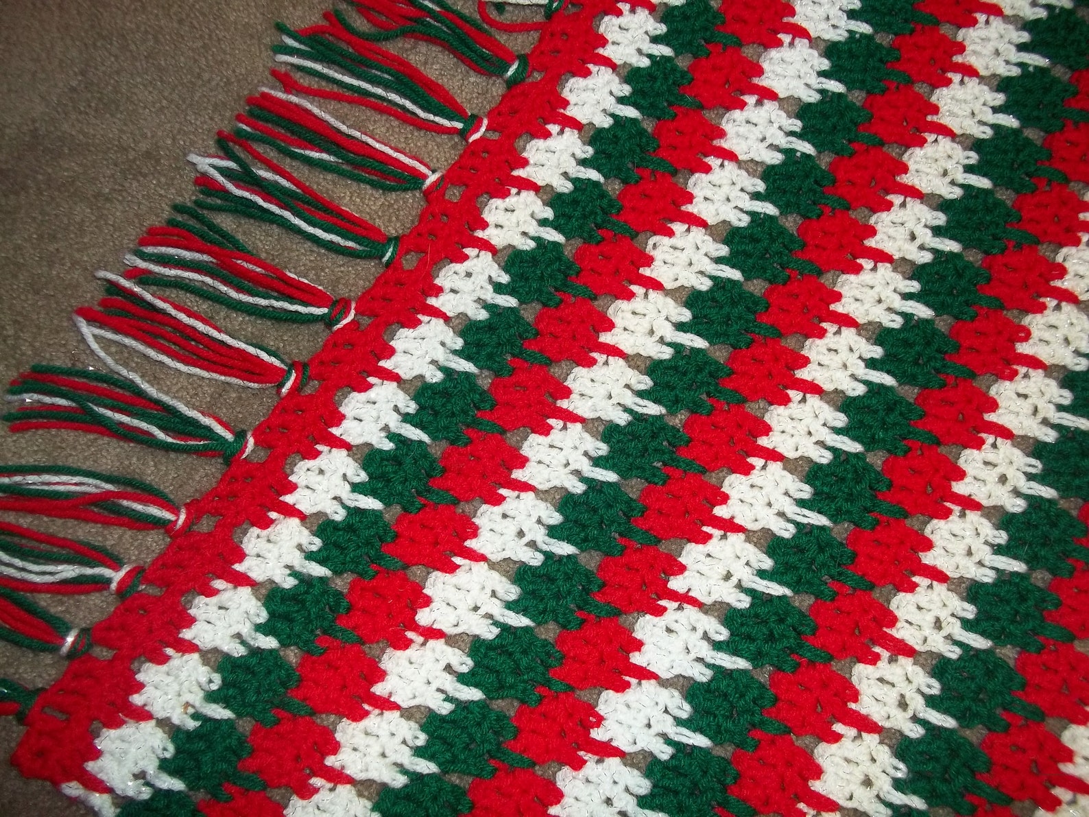 Christmas Afghan Handmade Throw Blanket Knit Blanket Red Etsy